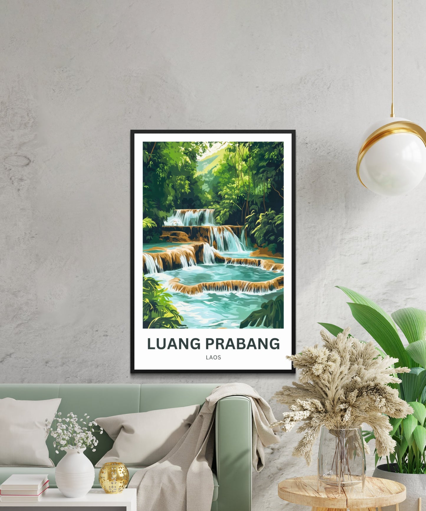 Luang Prabang Travel Poster - Captivating Waterfalls in Laos