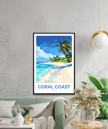 Coral Coast, Fiji Travel Poster - Tides of Tranquility – Coral Coast