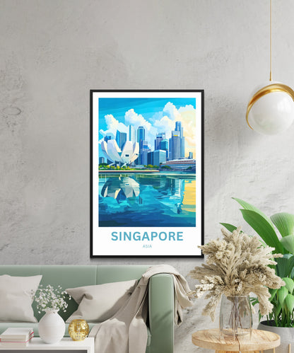 Singapore Travel Poster - Captivating Marina Bay Skyline