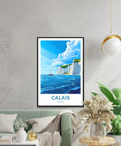Calais Travel Poster - Cliffs of France