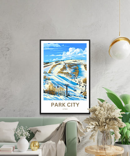 Park City Travel Poster - Mountain Fun Ski Slopes