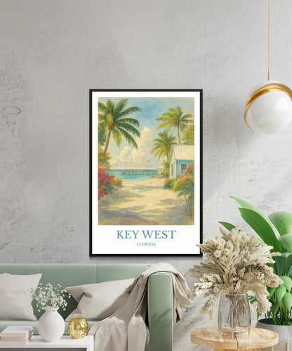 Key West, Watercolor design poster, Florida Print, Key West Wall Art