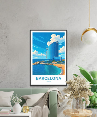 Barcelona Travel Poster  - Spain Skyline Icon