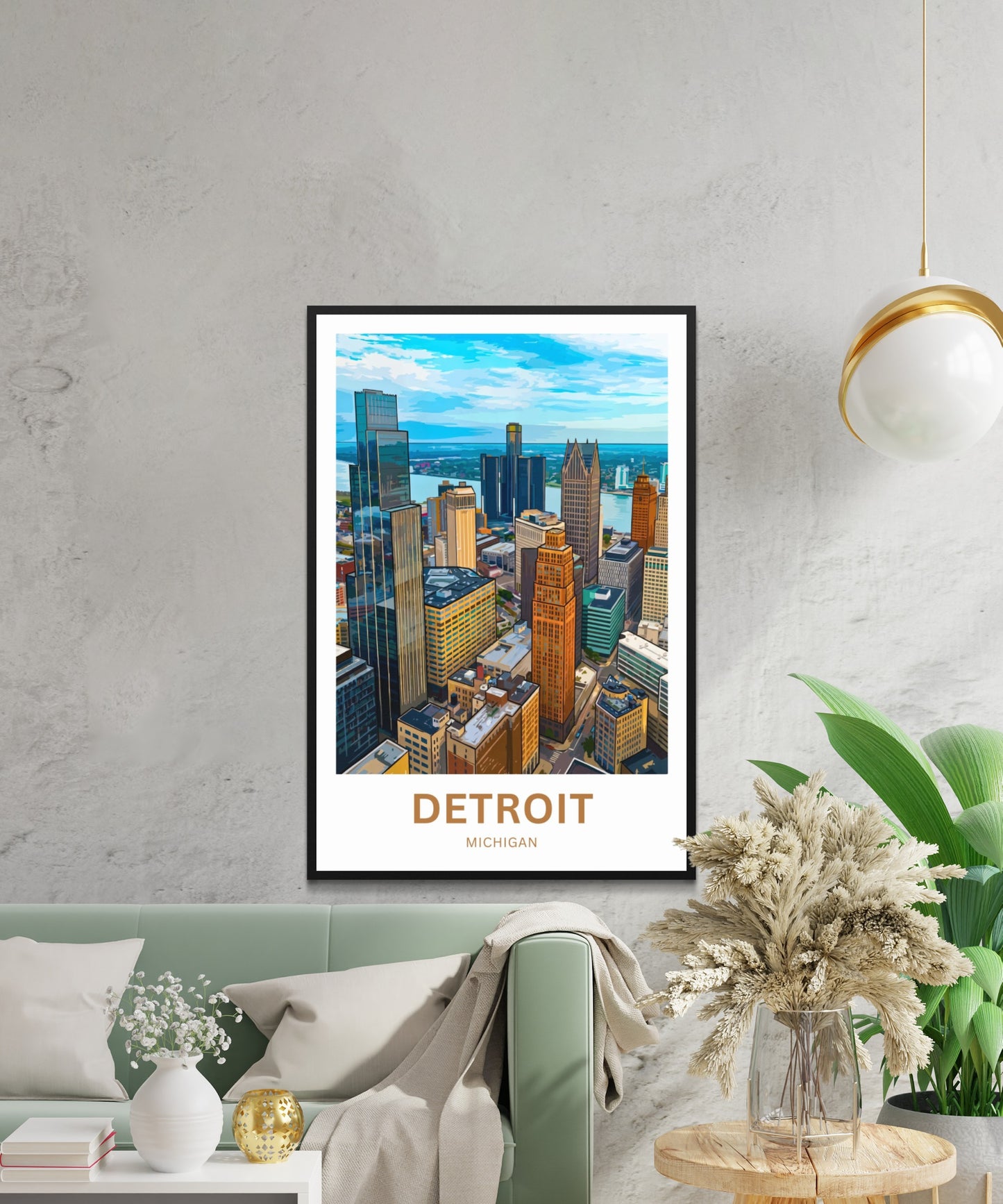 Detroit Travel Poster - City View