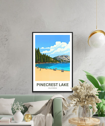 Pinecrest Lake Travel Poster - Whispering Pines Lake