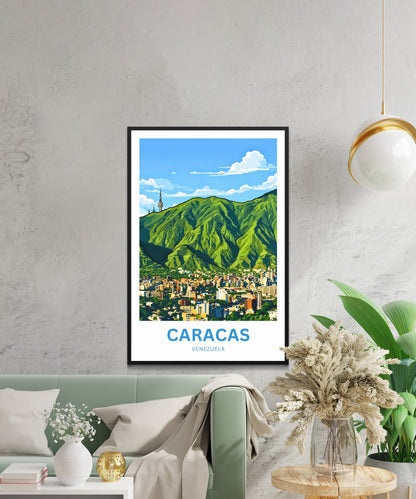 Caracas Travel Poster - City of Peaks and Valleys