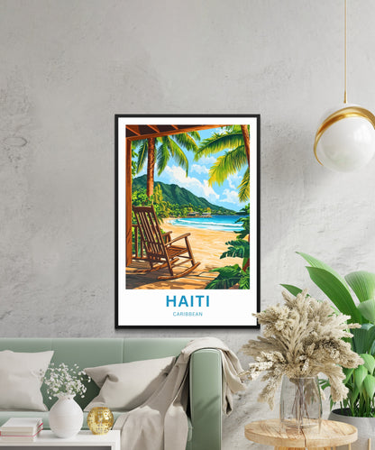 Haiti Travel Poster - Caribbean Waves of Calm