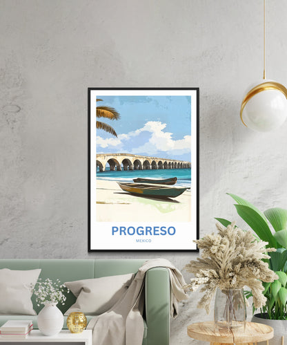 Progreso Travel Poster -  Mexico Endless Pier, Endless Summer
