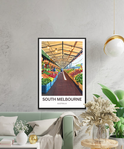 South Melbourne Market Travel Poster  - Historic Market Charm