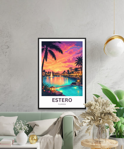 Estero, Florida Travel Poster - Captivating Sky