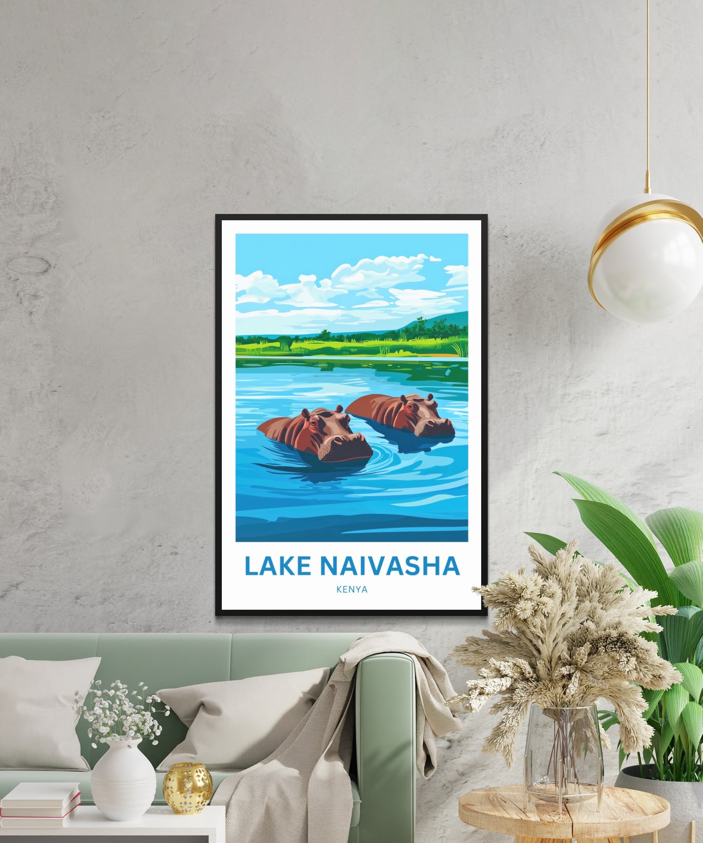 Lake Naivasha Travel Poster - Kenya Lake Hippos