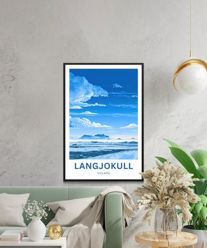 Langjökull Travel Poster - Captivating Serene Glacier
