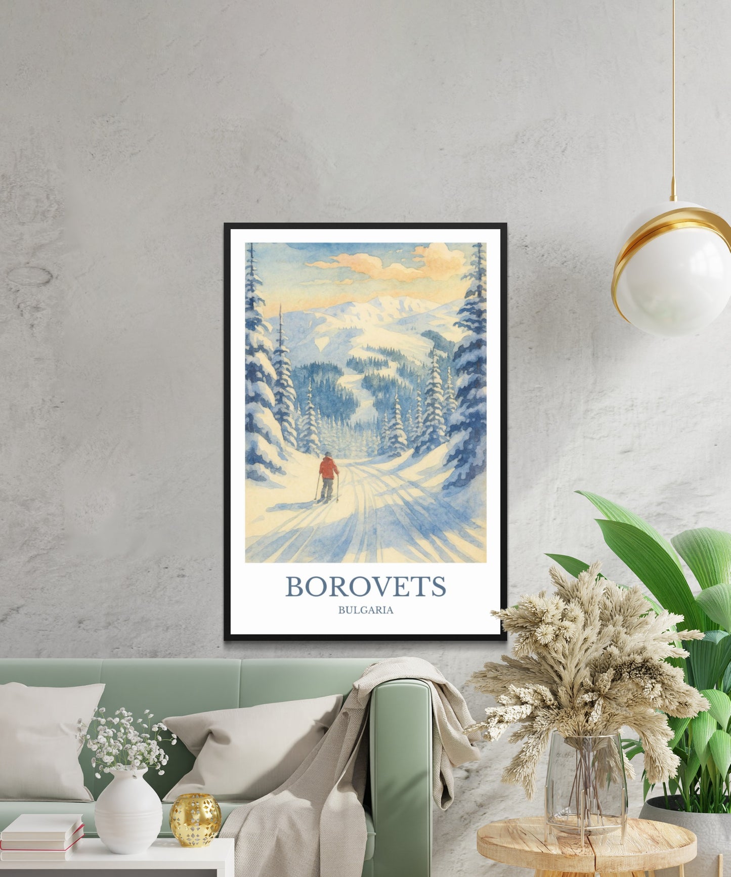 Borovets, Watercolor design poster, Bulgaria Print, Borovets Wall Art