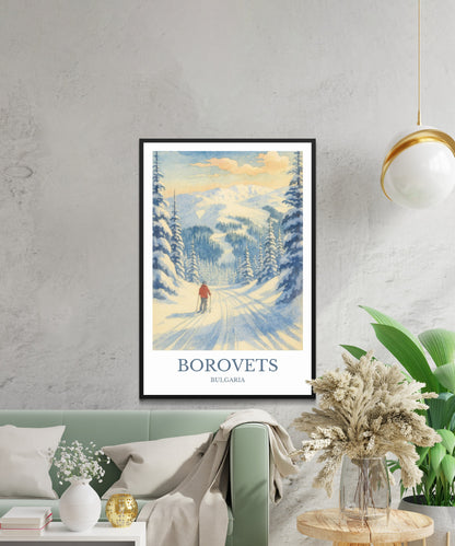 Borovets, Watercolor design poster, Bulgaria Print, Borovets Wall Art