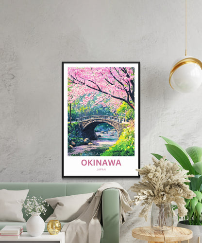 Okinawa Travel Poster  - Captivating Bridge of Springtime