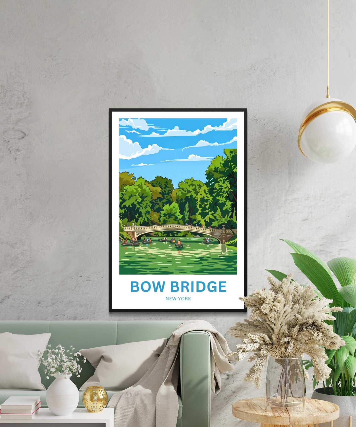 Bow Bridge  Travel Poster - New York Iconic Bridge