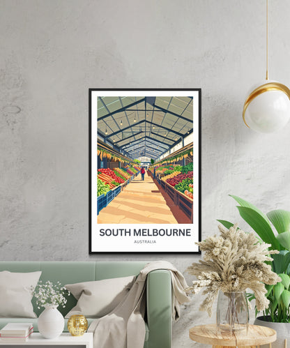 South Melbourne Market Travel Poster  - Gather, Taste, Discover