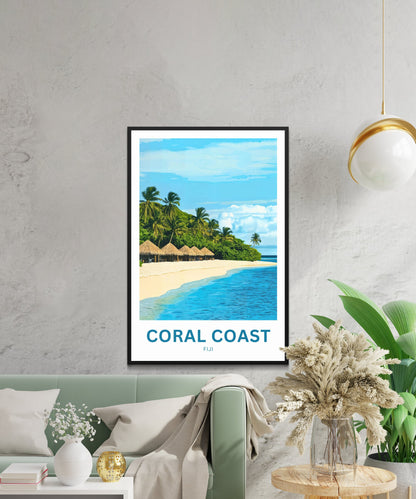Coral Coast, Fiji Travel Poster - Breathtaking Tropical Island