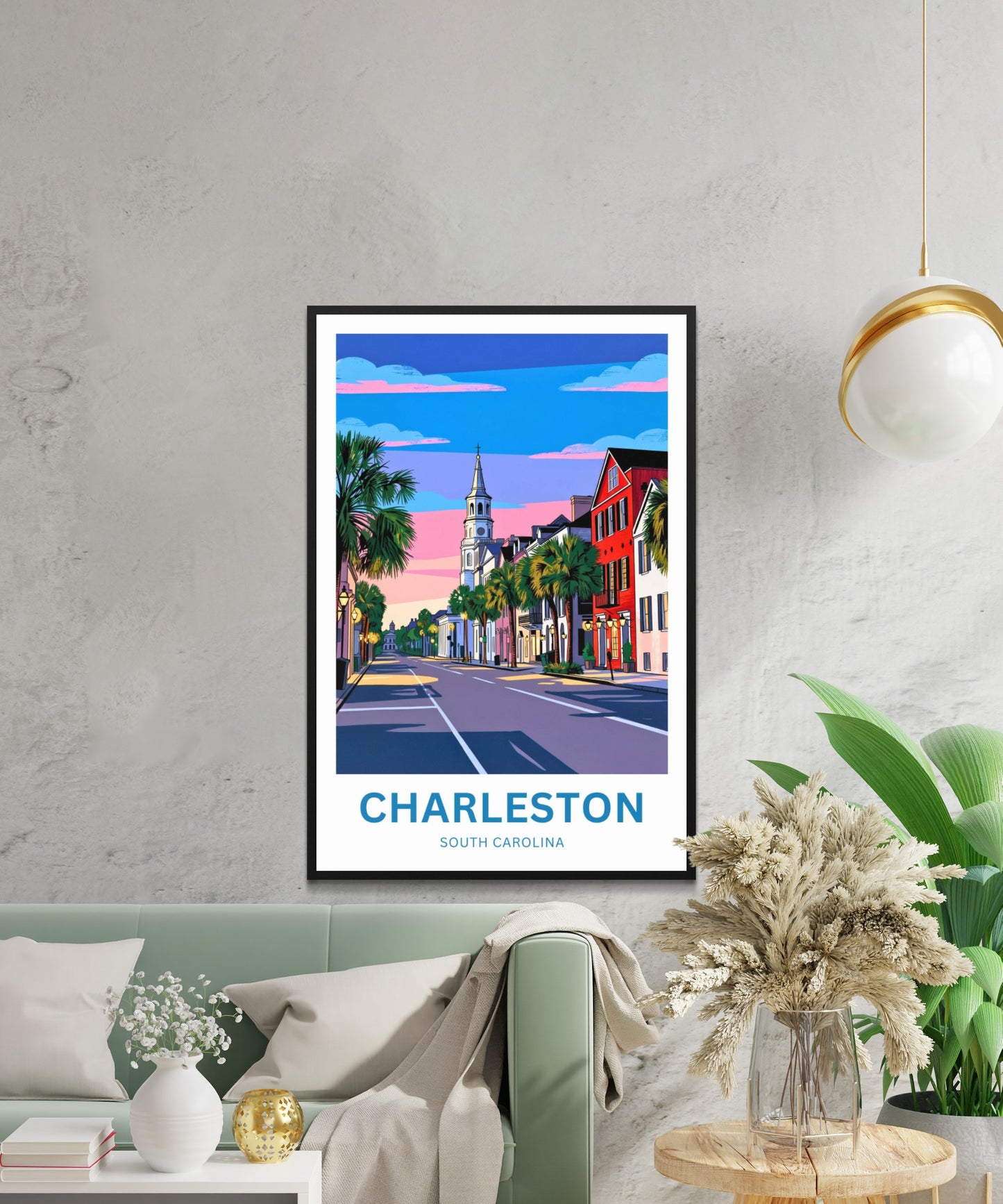Charleston Historic District Travel Poster - Southern Glow