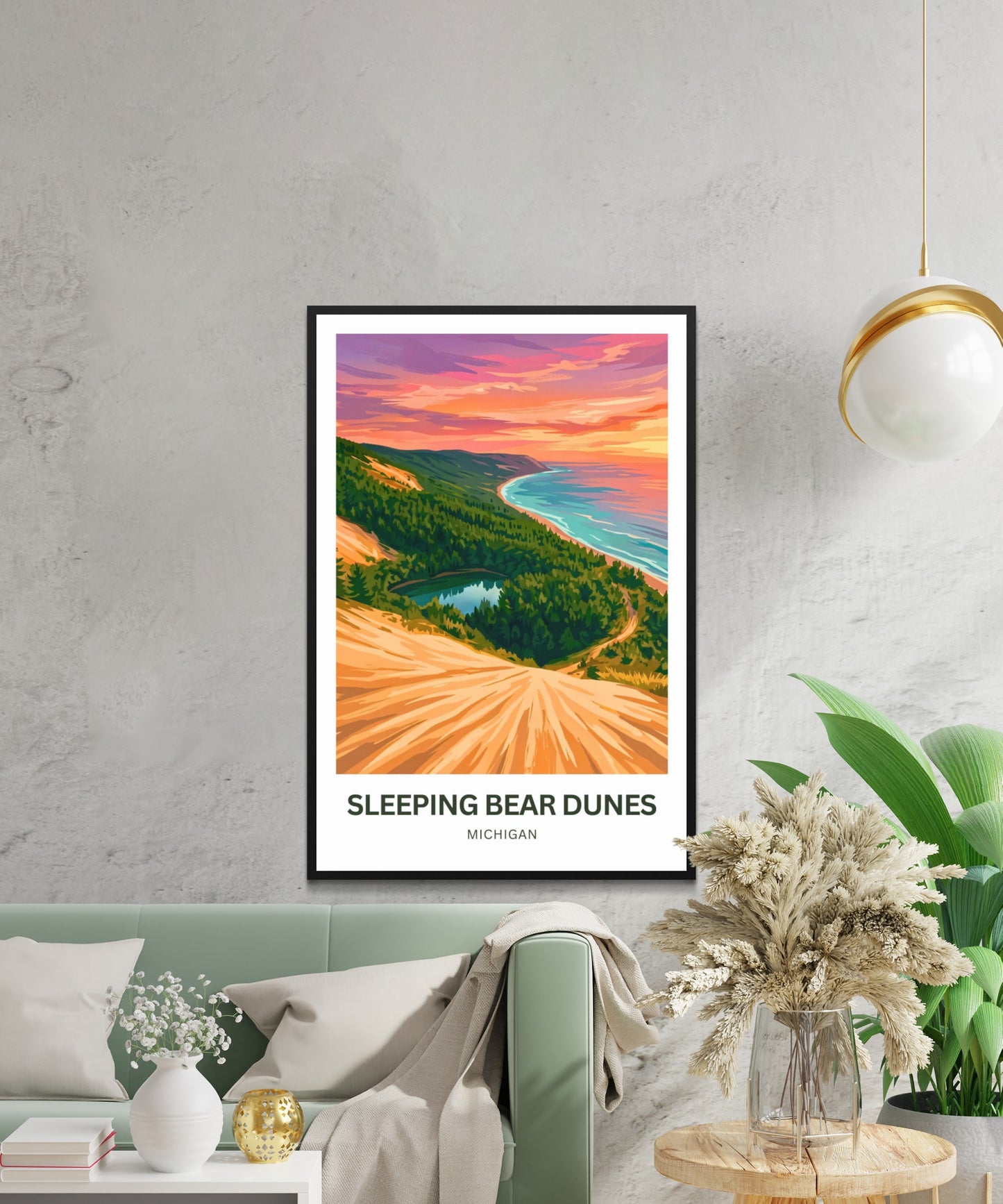 Sleeping Bear Dunes Travel Poster - Captivating Late Afternoon View