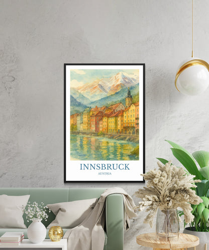 Innsbruck, Watercolor design poster, Austria Print, Innsbruck Wall Art