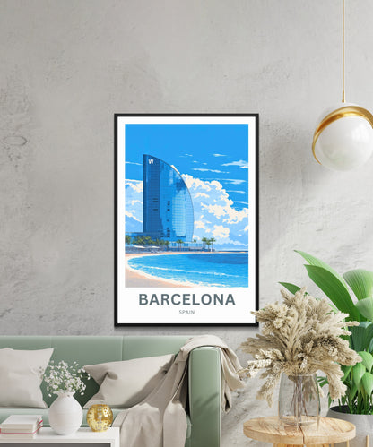 Barcelona Travel Poster  - Seaside Elegance