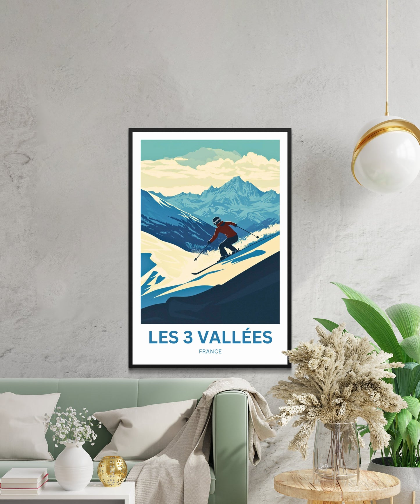 Les 3 Vallées Travel Poster - Snowy Escape in the French Alps