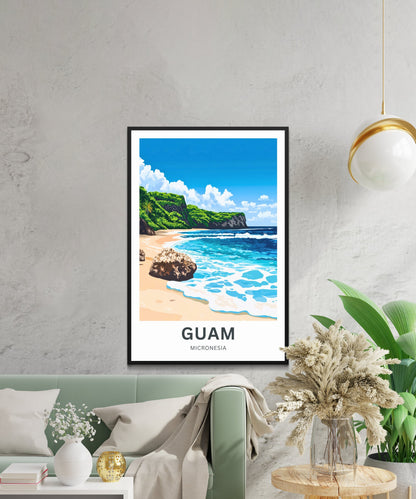 Guam Travel Poster - Breathtaking Serene Water and Shoreline