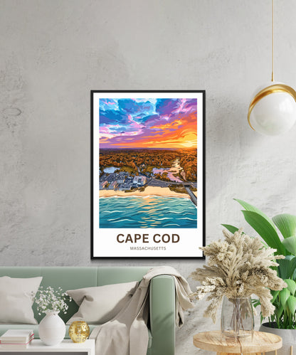 Cape Cod Travel Poster - Stunning Coastal Sunset