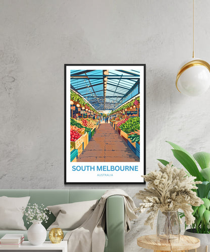 South Melbourne Market Travel Poster  - Discover the Market Life of Australia