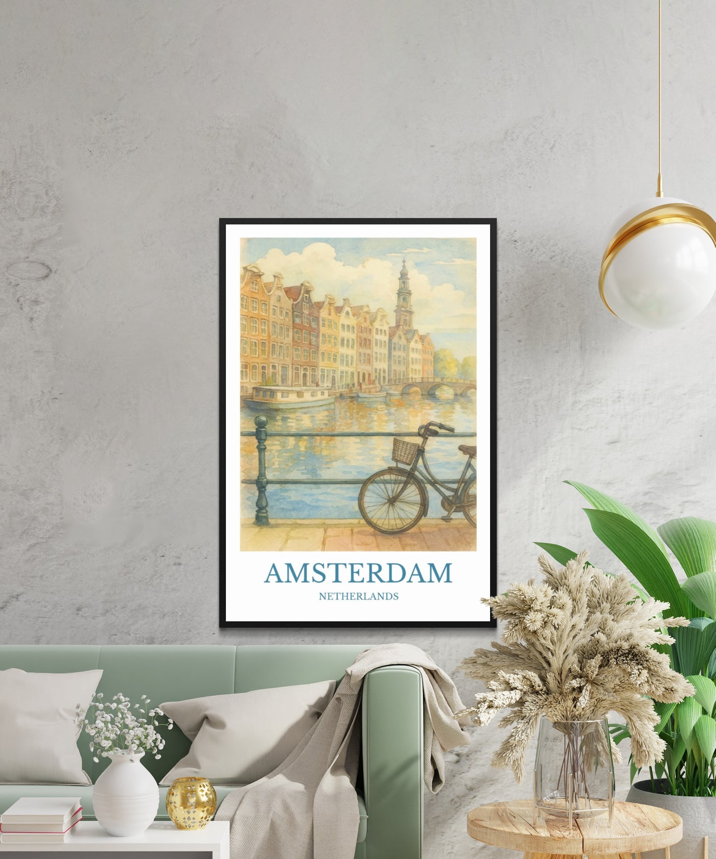 Amsterdam, Watercolor design poster, Netherlands Print, Amsterdam Wall Art