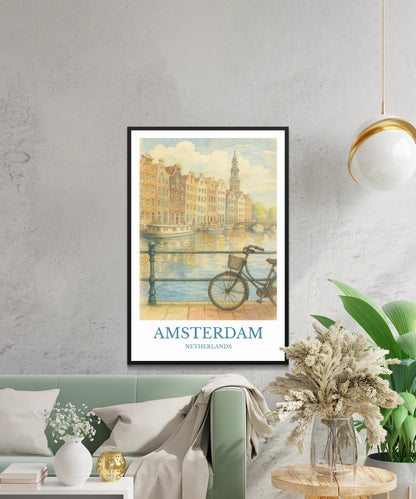 Amsterdam, Watercolor design poster, Netherlands Print, Amsterdam Wall Art