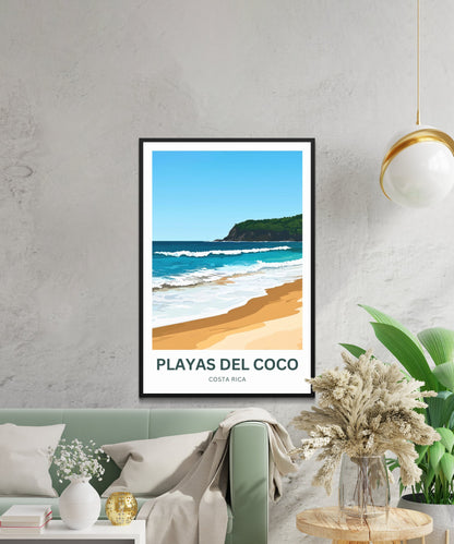 Playas del Coco Travel Poster  - Captivating Serene Shoreline of Costa Rica