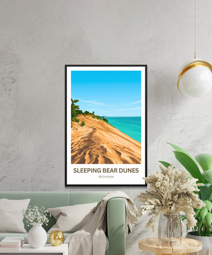 Sleeping Bear Dunes Travel Poster - Michigan Attraction