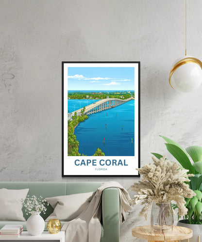 Cape Coral, Florida Travel Poster - River Crossing