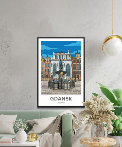 Gdańsk  Travel Poster - Iconic Statue
