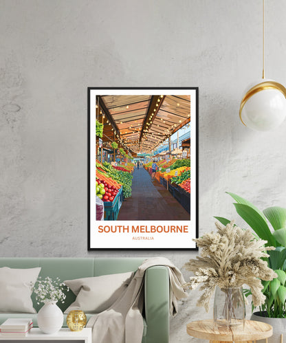 South Melbourne Market Travel Poster  - Australia's famous Market
