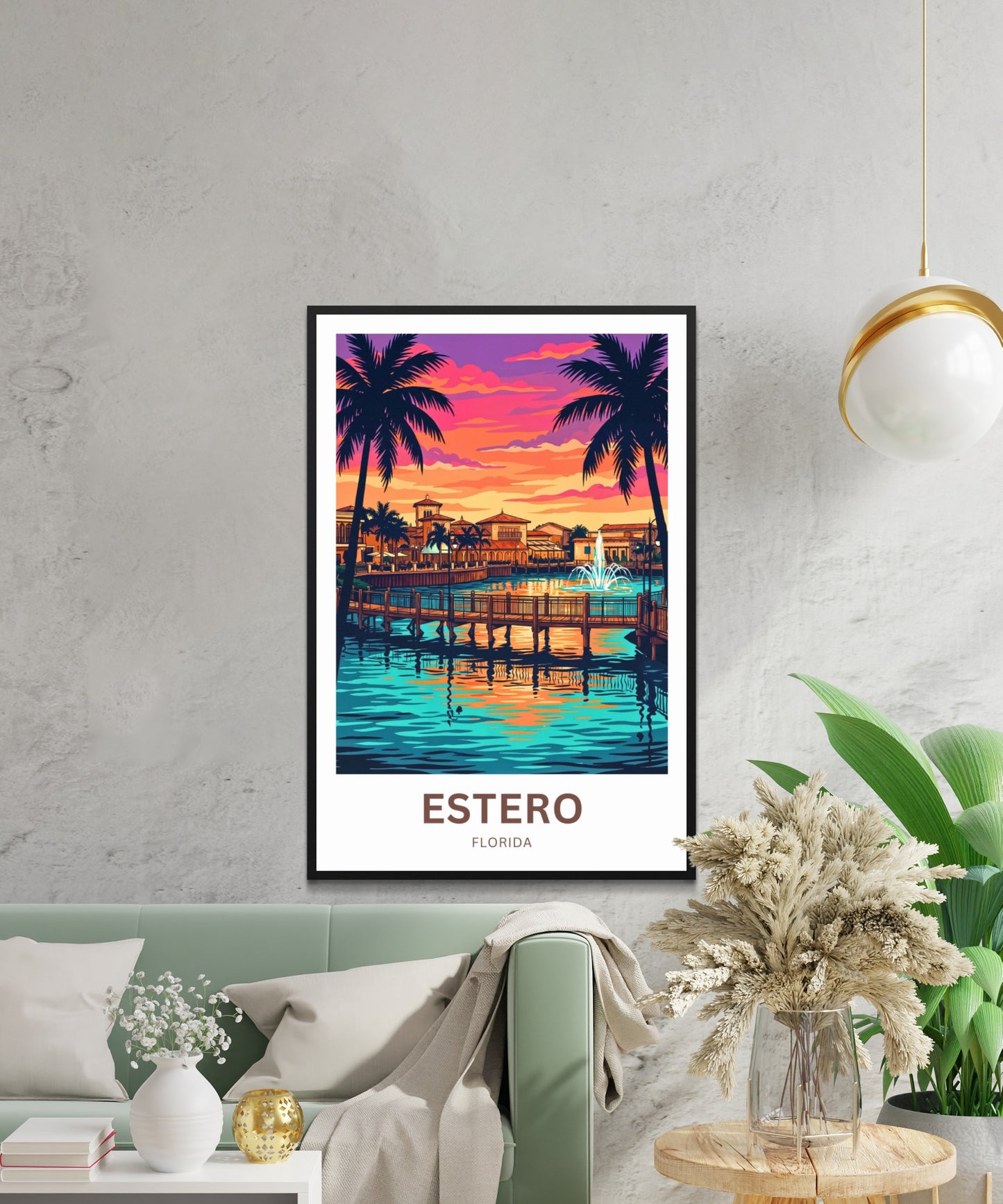 Estero Travel Poster - Florida Paradise at Dusk