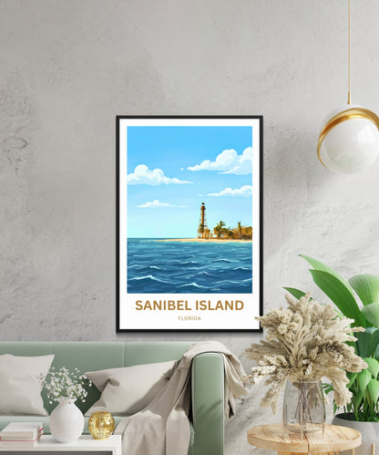 Sanibel Island, Florida Travel Poster - Lighthouse