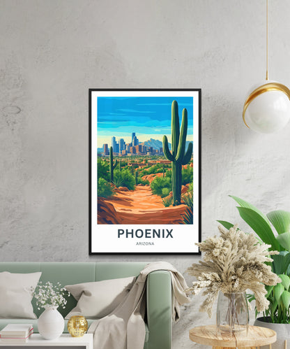 Phoenix Travel Poster - Arizona City Desert View