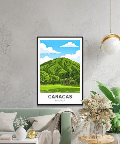 Caracas Travel Poster - Mountains Cradle the City