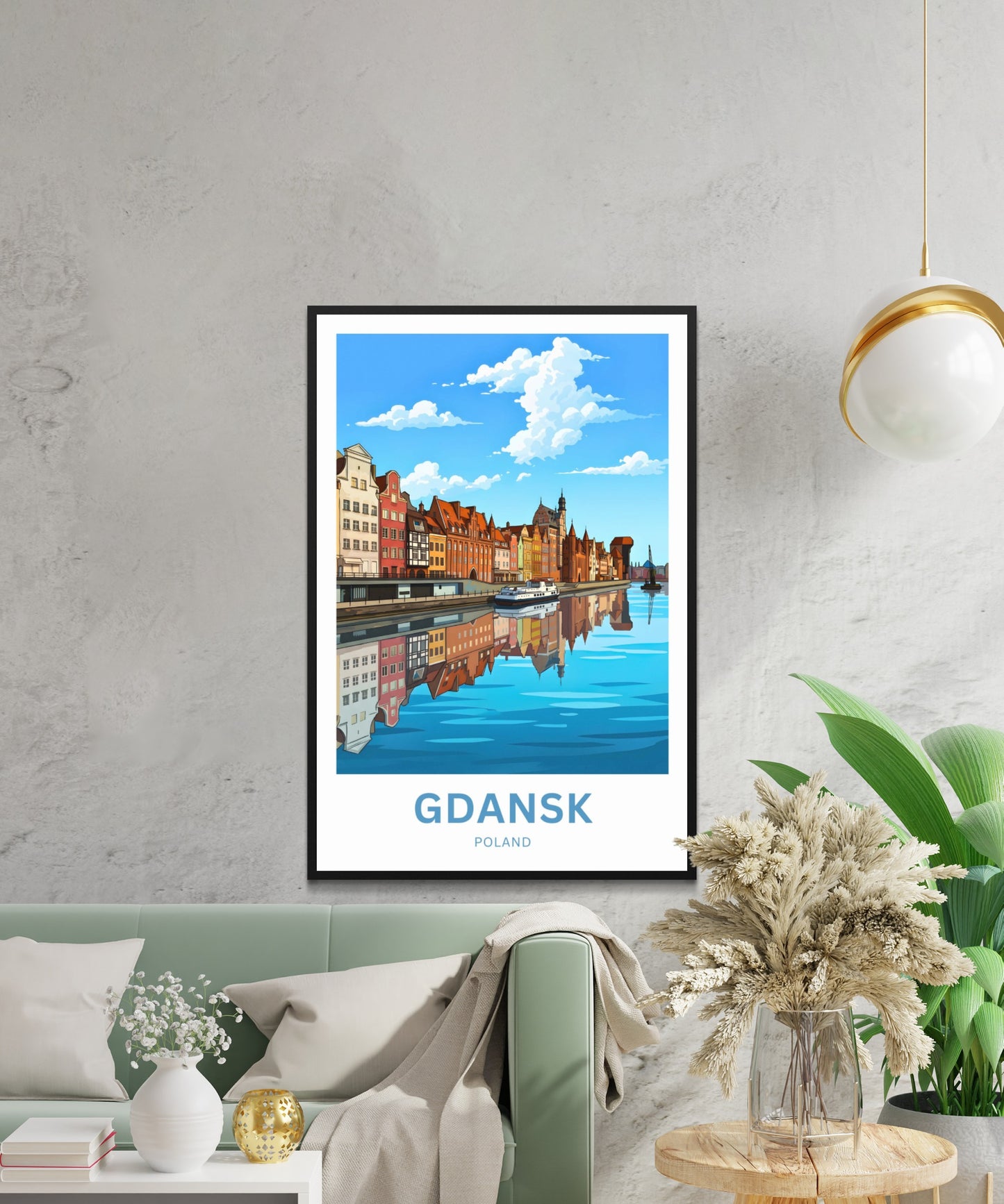 Gdańsk  Travel Poster - Riverside History