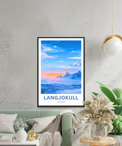 Langjökull Travel Poster - Blue Ice Dreams