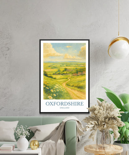 Oxfordshire, Watercolor design poster, England Print, Oxfordshire Wall Art