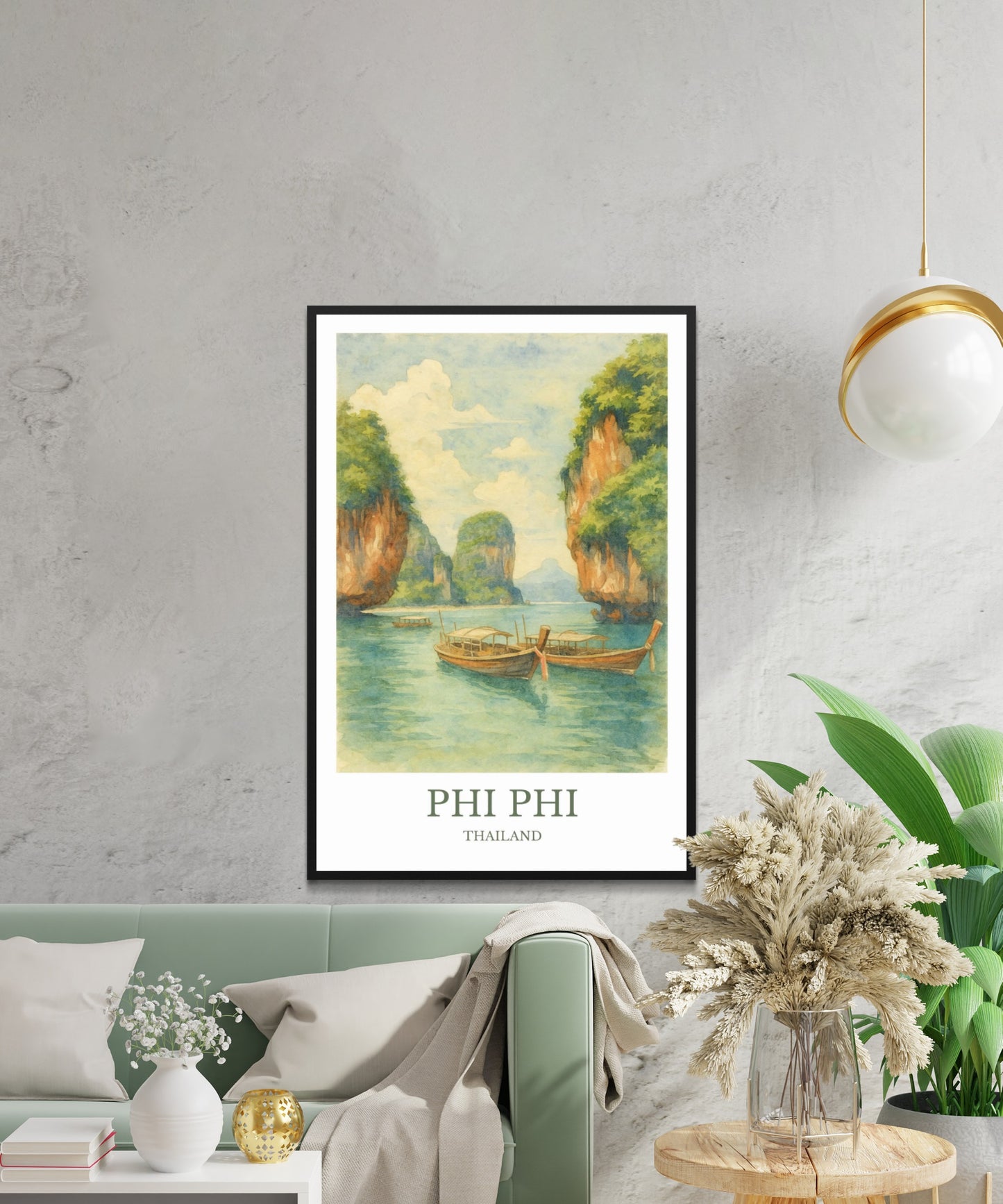 Phi Phi, Watercolor design poster, Thailand Print, Phi Phi Wall Art
