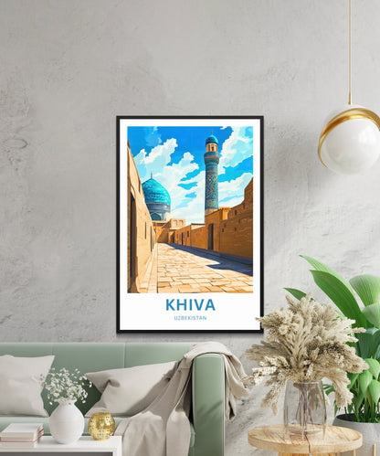 Khiva Travel Poster -  A City of Blue and Brick