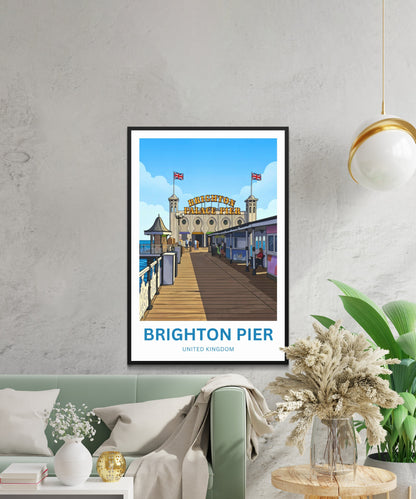 Brighton Pier Travel Poster - Coastal Attraction