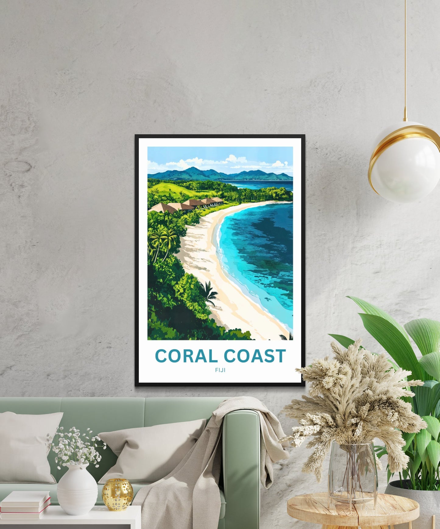 Coral Coast, Fiji Travel Poster - Where the Ocean Smiles