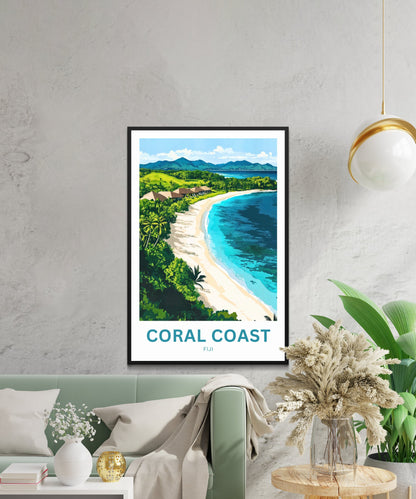 Coral Coast, Fiji Travel Poster - Where the Ocean Smiles