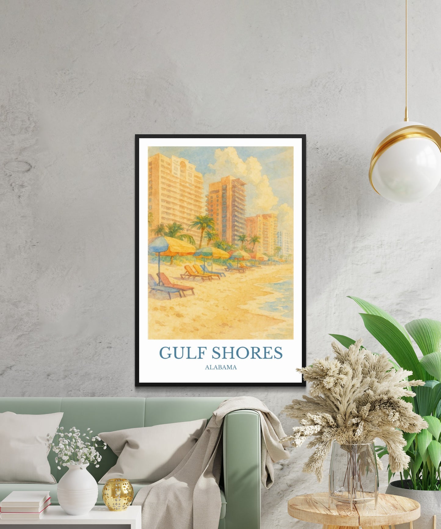 Gulf Shores, Watercolor design poster, Alabama Print, Gulf Shores Wall Art